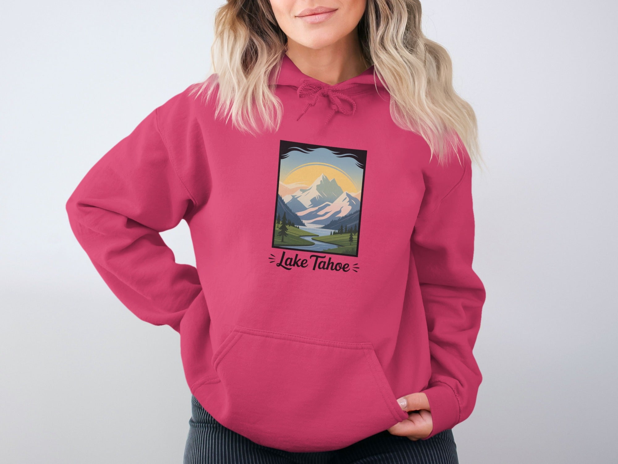 Lake Tahoe Scenic Graphic Hoodie Perfect for Outdoor Adventures