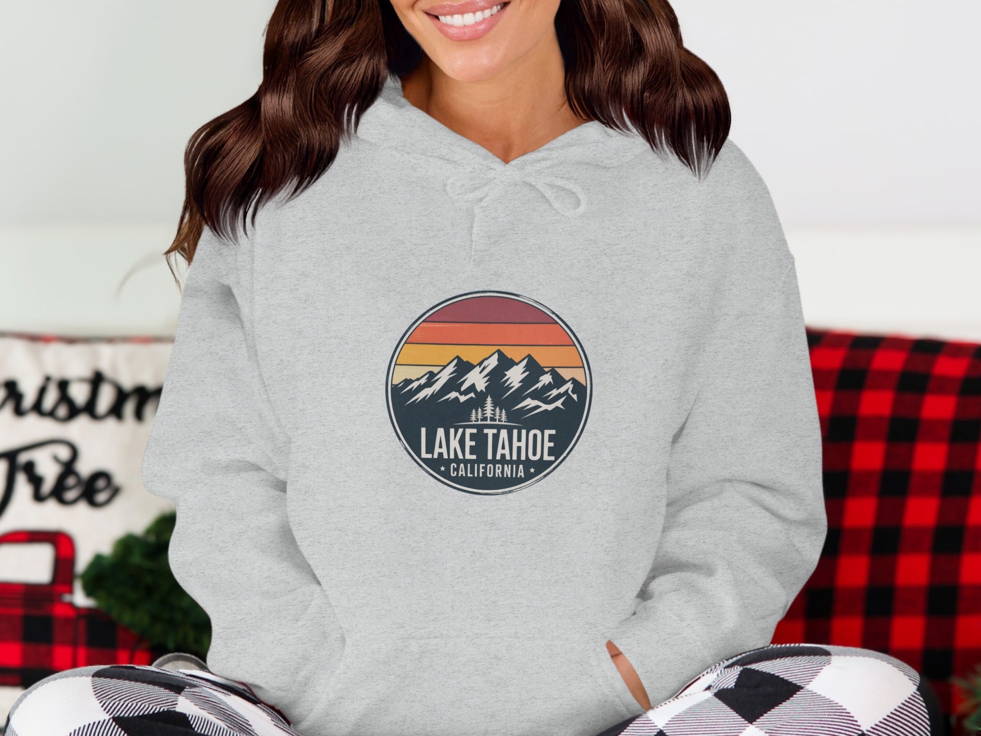 Lake Tahoe California Hoodie with Mountain Design