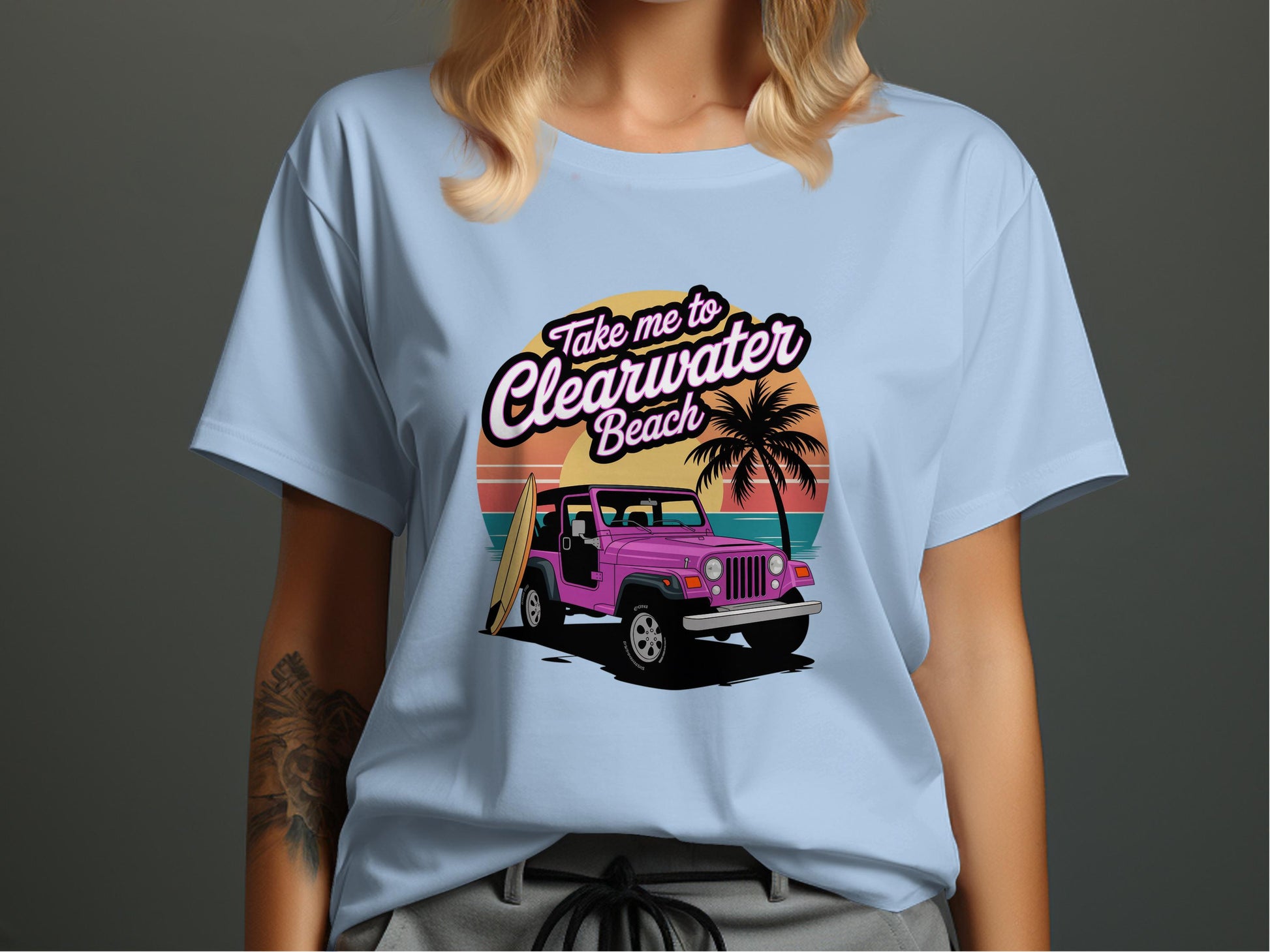 Take me to Clearwater Beach with Pink Jeep product type