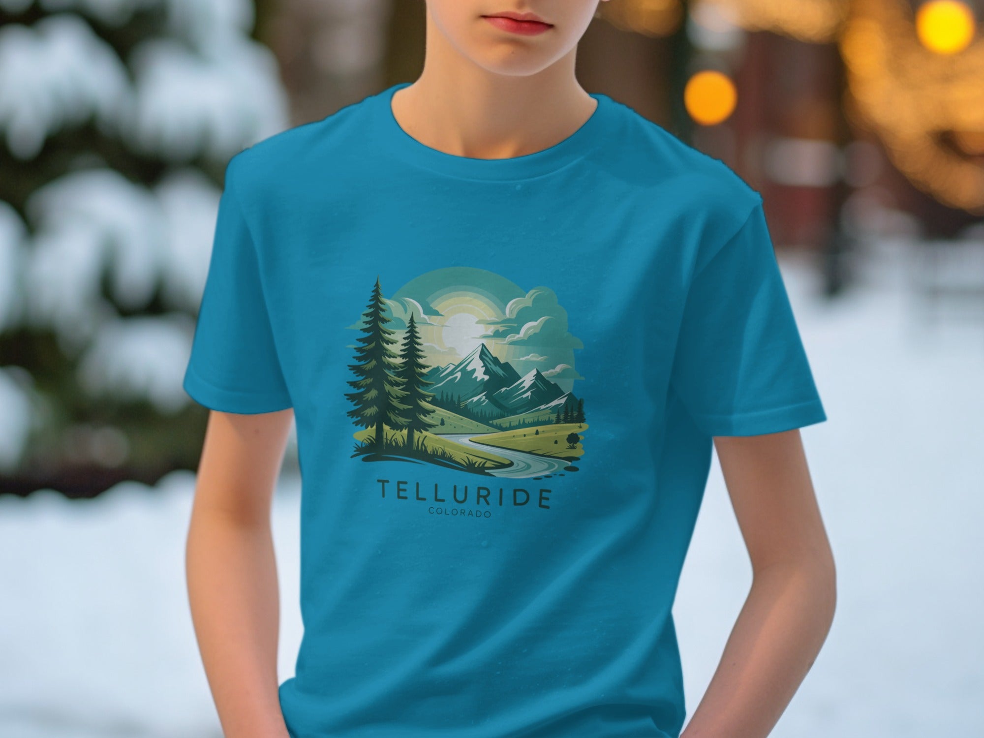 Telluride Colorado Scenic Winter Graphic T-Shirt