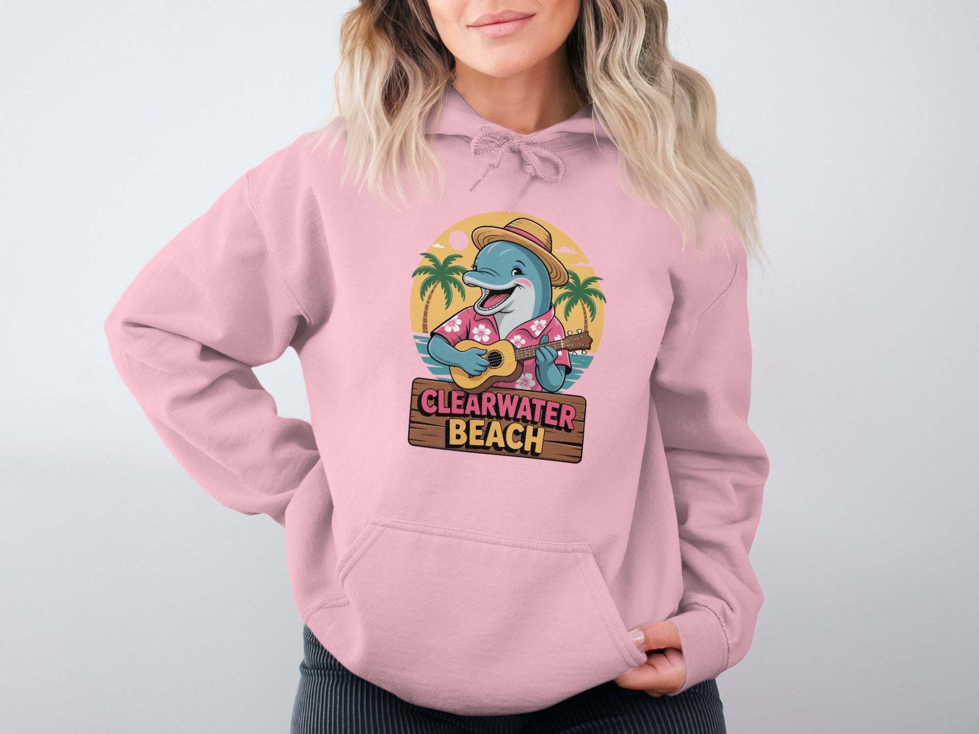 Clearwater Beach Dolphin Playing Guitar graphic hoodie product