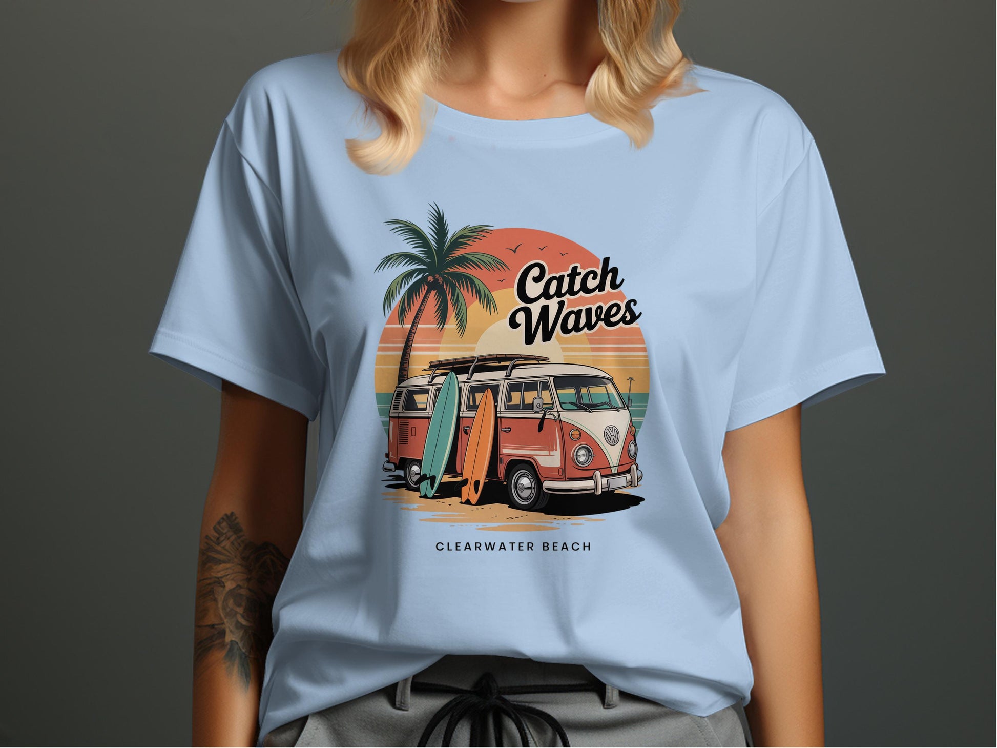 Catch Waves Clearwater Beach Typography Art product type