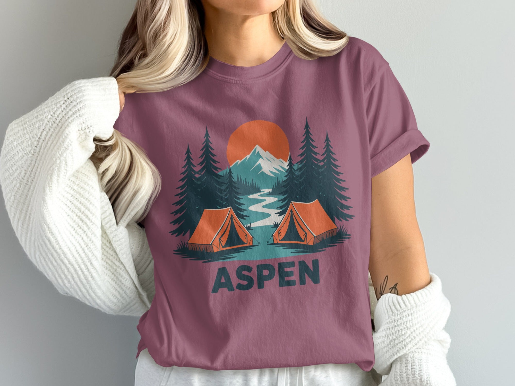 Aspen Camping Graphic Tee Casual Relaxed Fit product