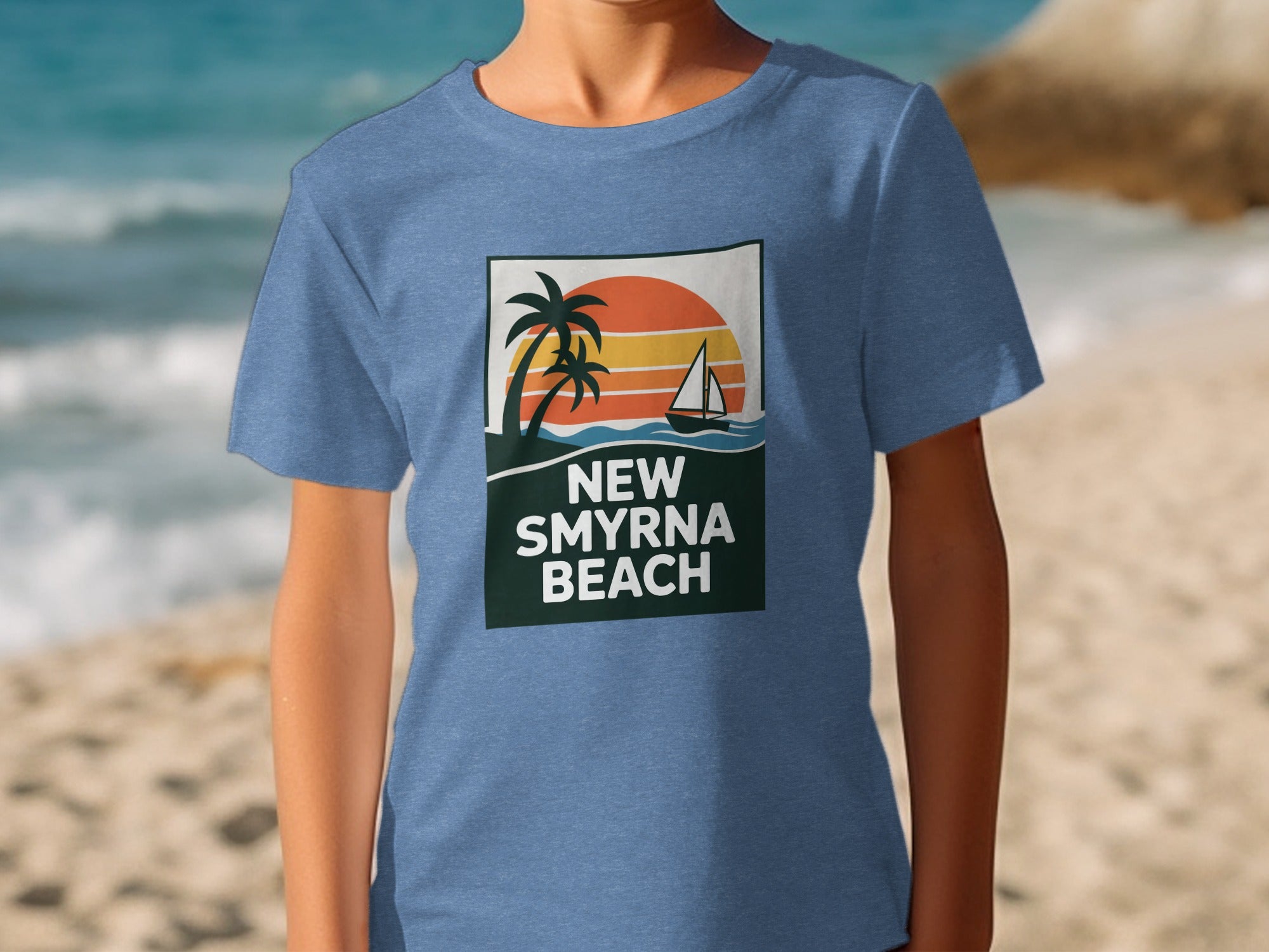 New Smyrna Beach Sunset with Palm Trees T-Shirt product