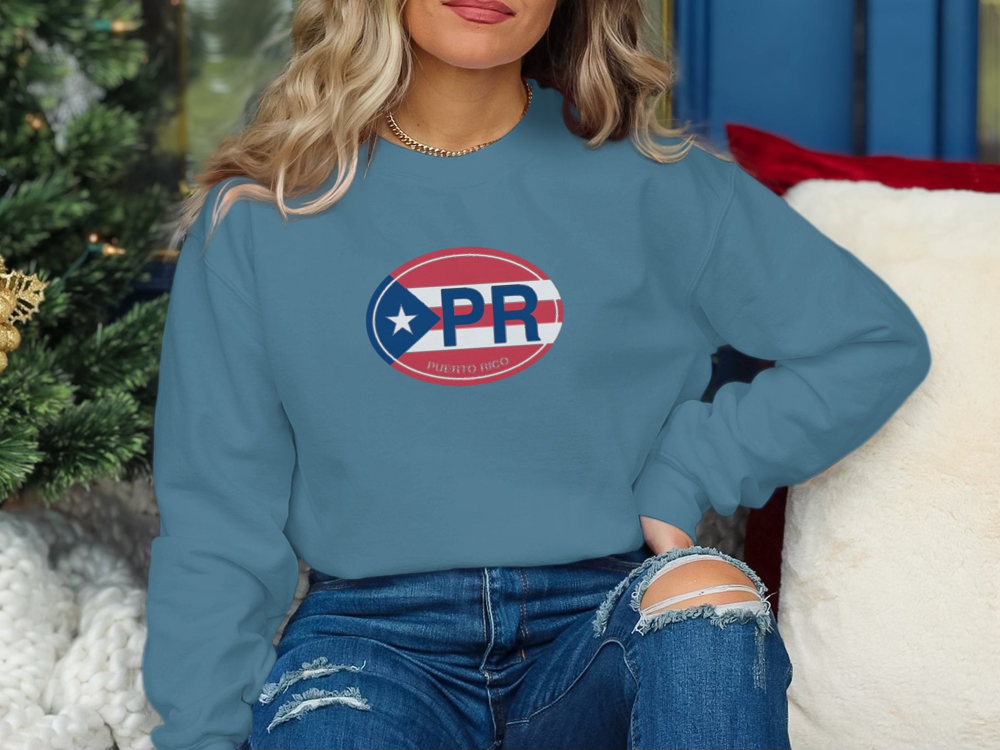 Puerto Rico Womens Sweatshirt Sapphire