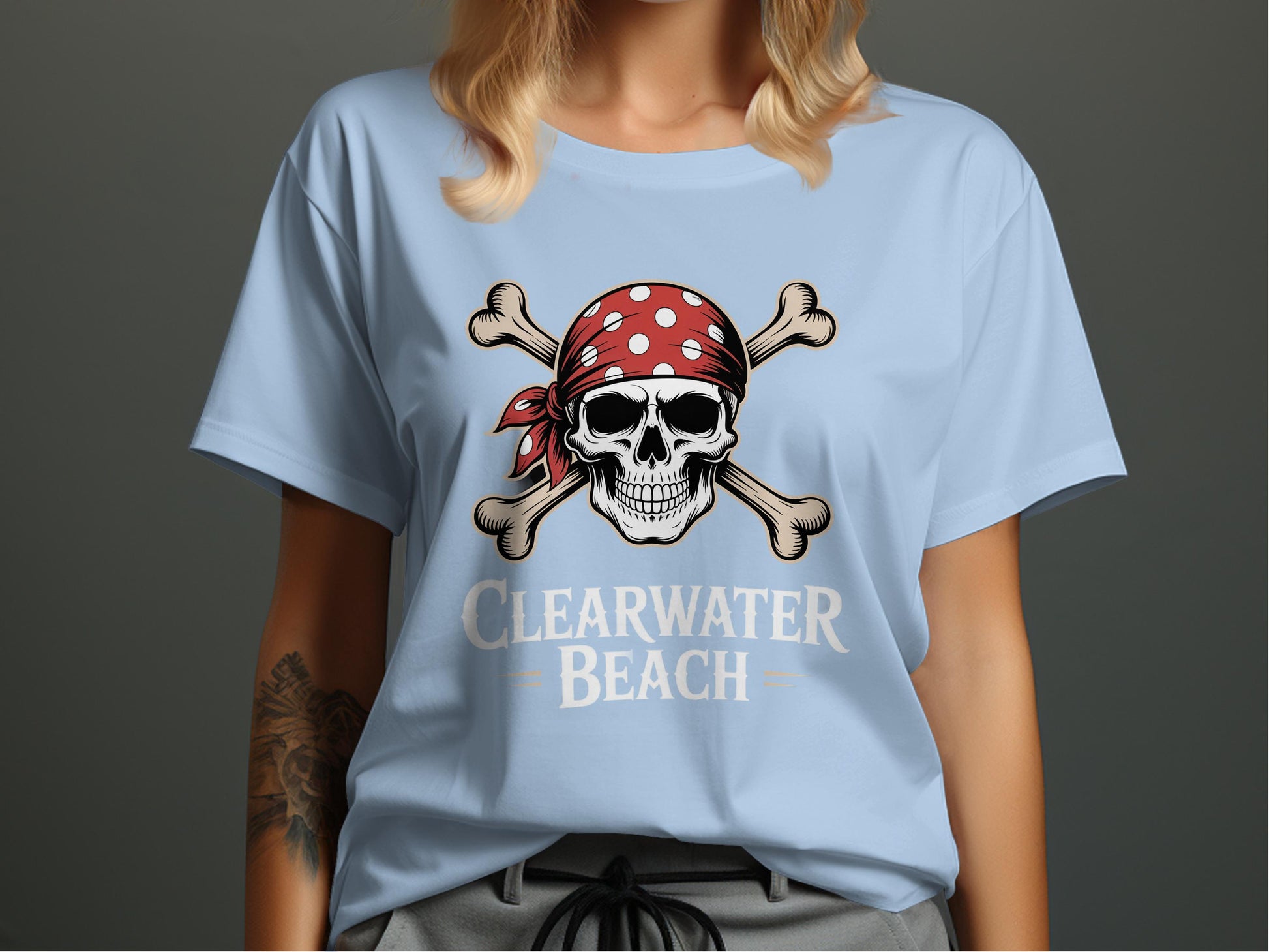 Clearwater Beach Skull Pirate Graphic T-Shirt product