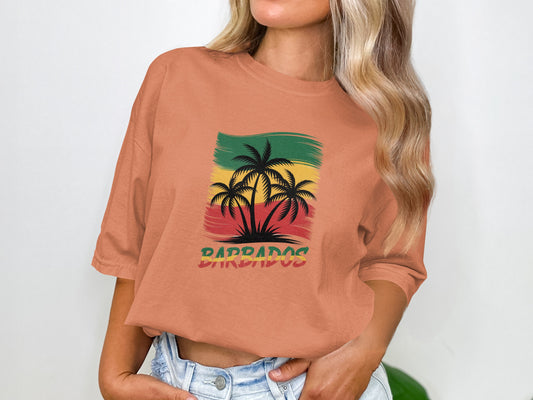 Barbados Graphic Palm Tree Print Casual Shirt product