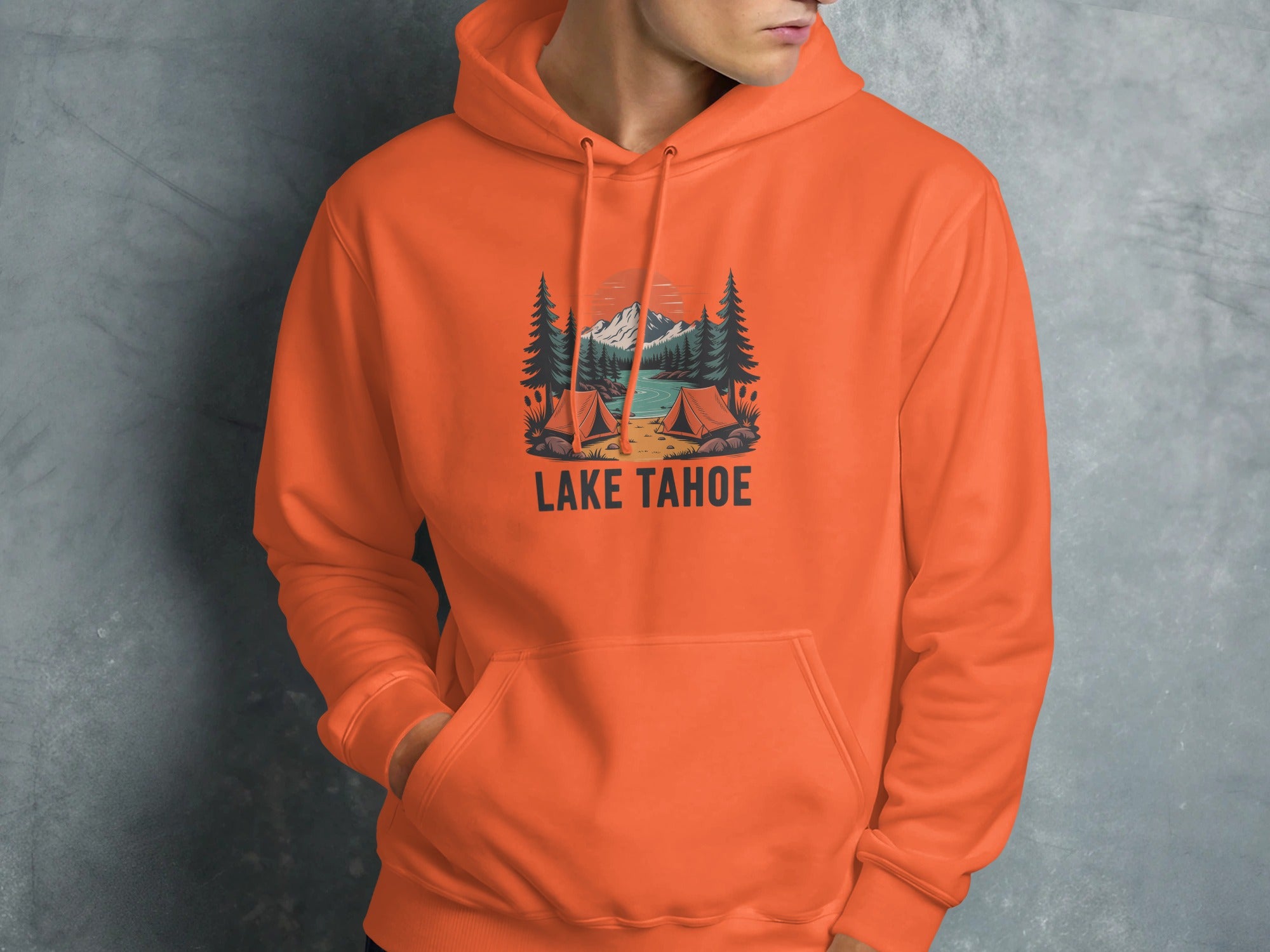Bright Orange Lake Tahoe Graphic Hoodie