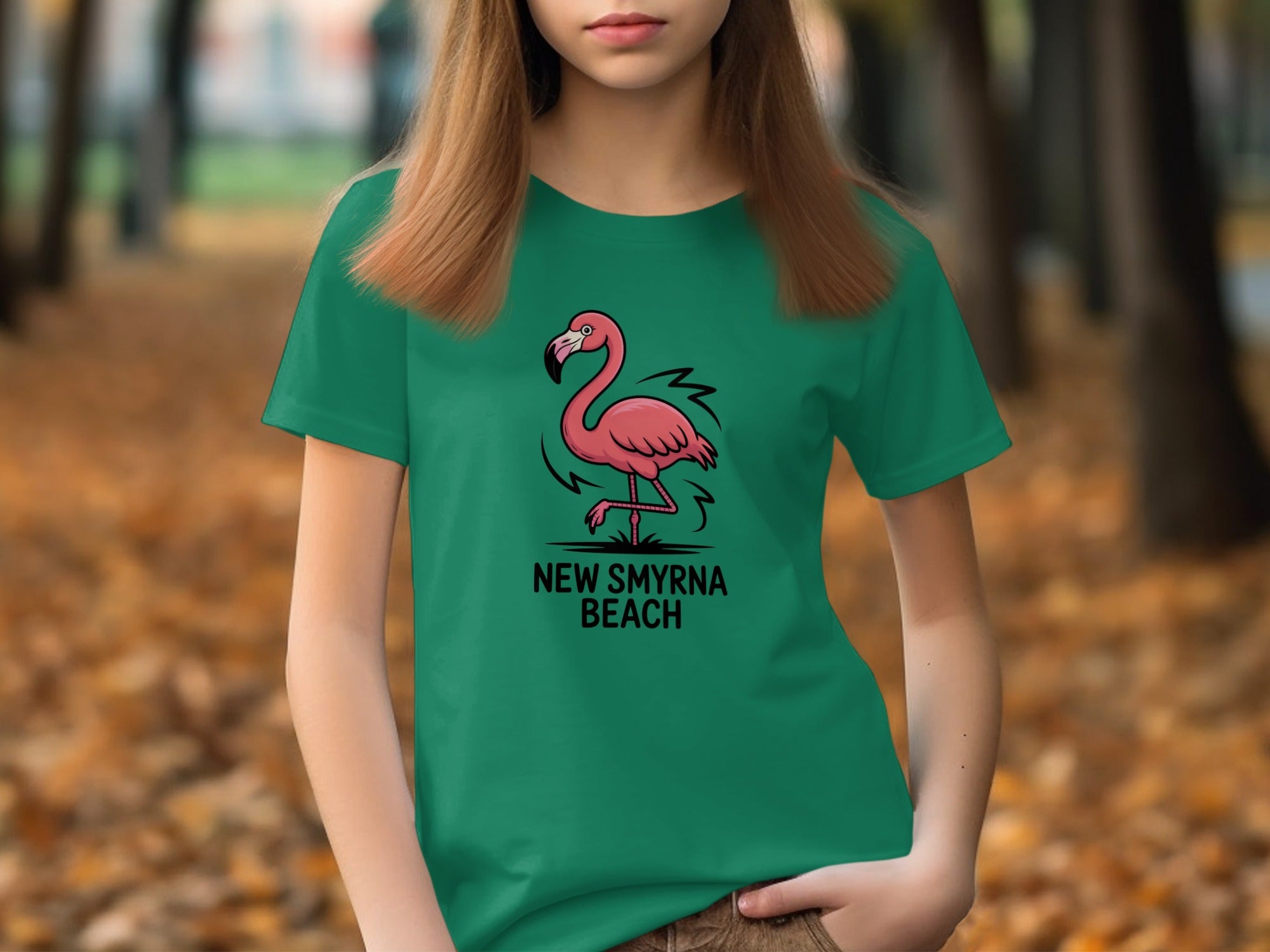 New Smyrna Beach Flamingo Graphic Teal T-shirt product