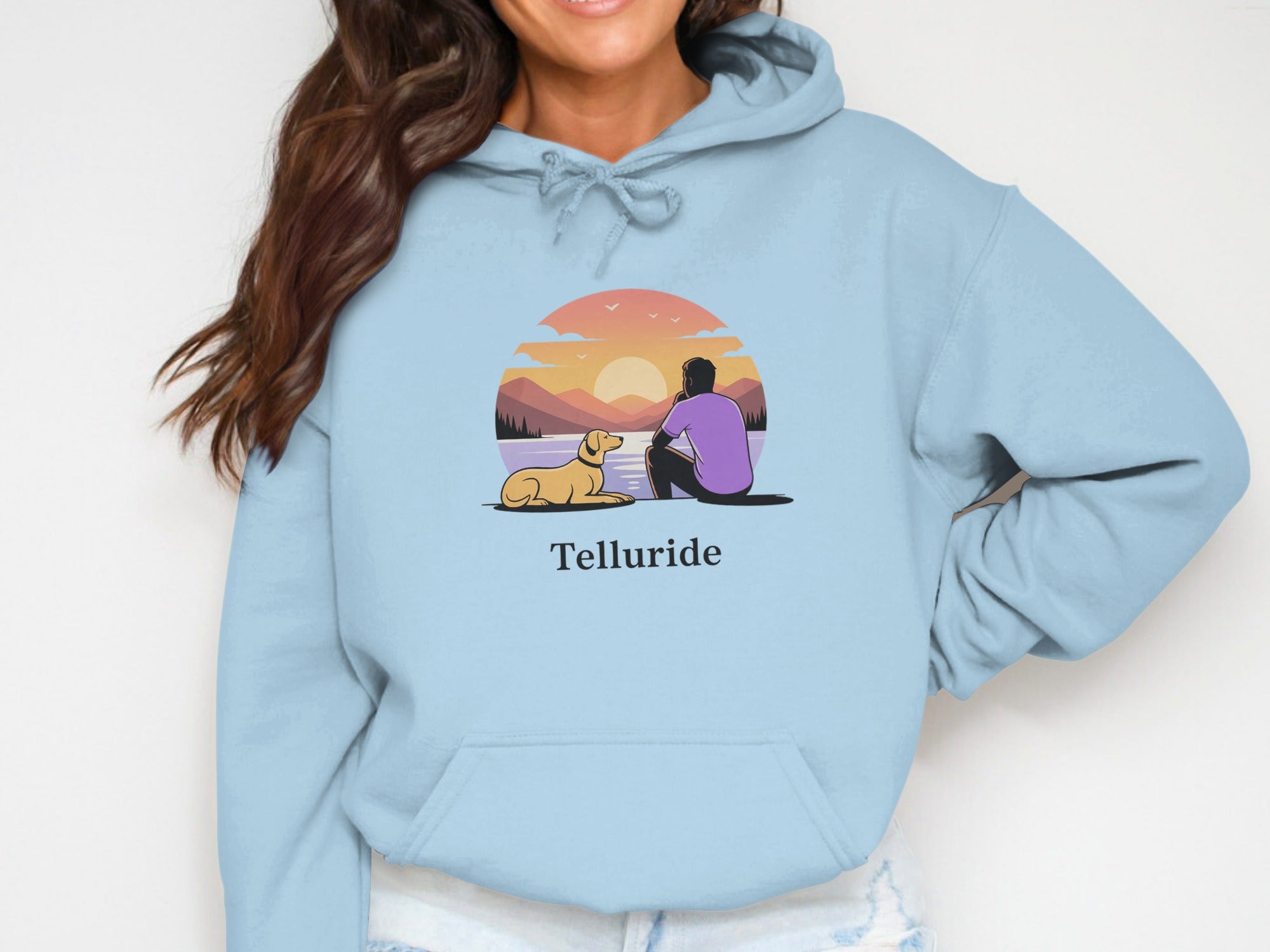 Telluride Womens Hoodies Man and Dog Enjoy Telluride Hoodie