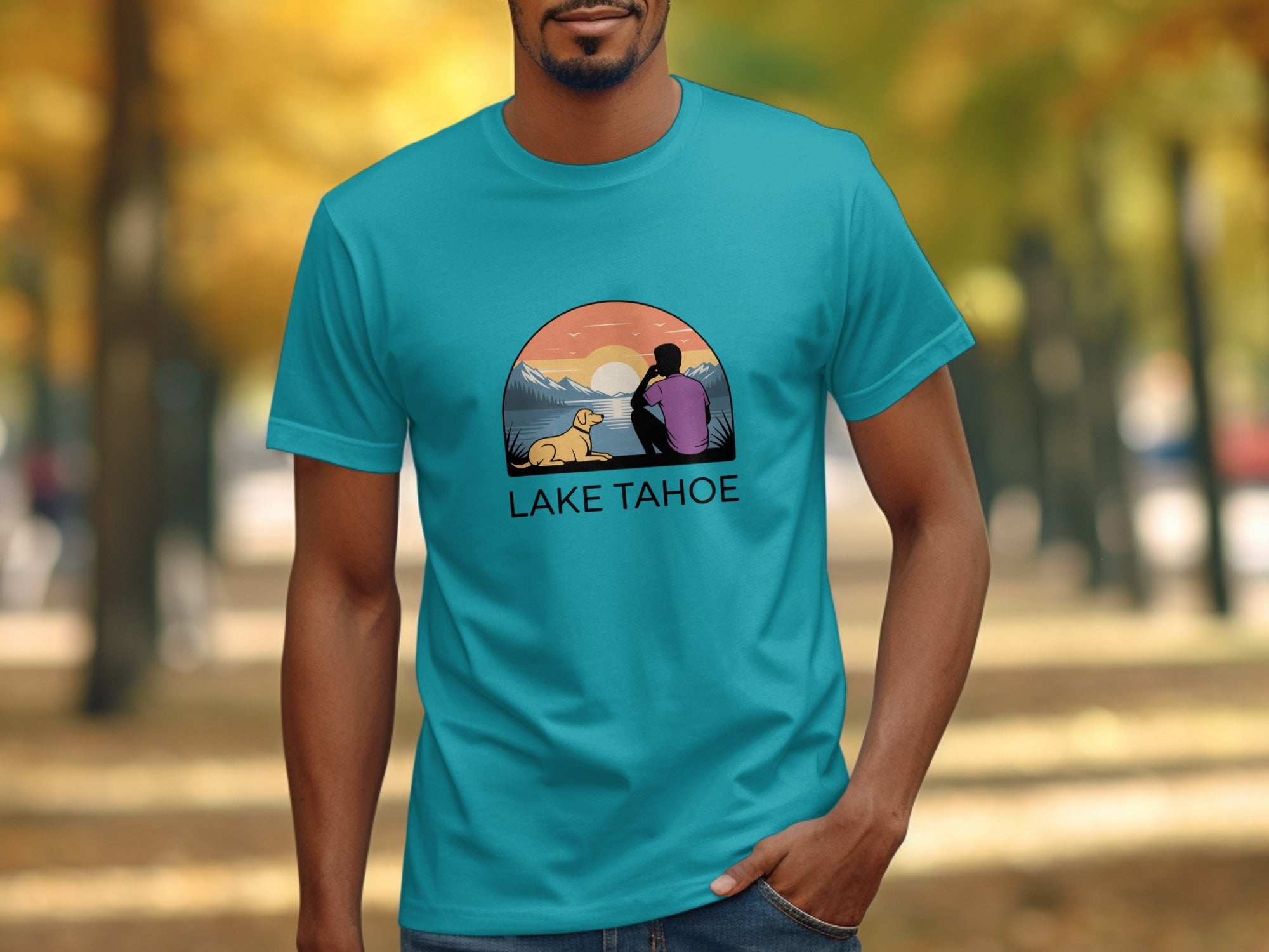 Scenic Lake Tahoe Design Printed T-Shirt Product Type