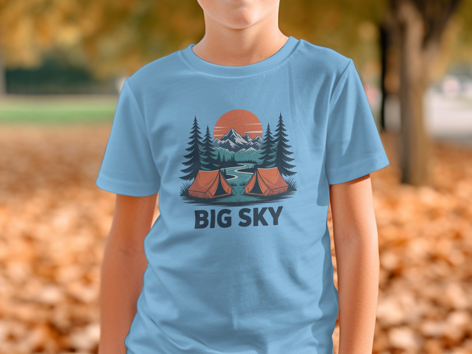 Big Sky Camping Scene Graphic Tee Shirt