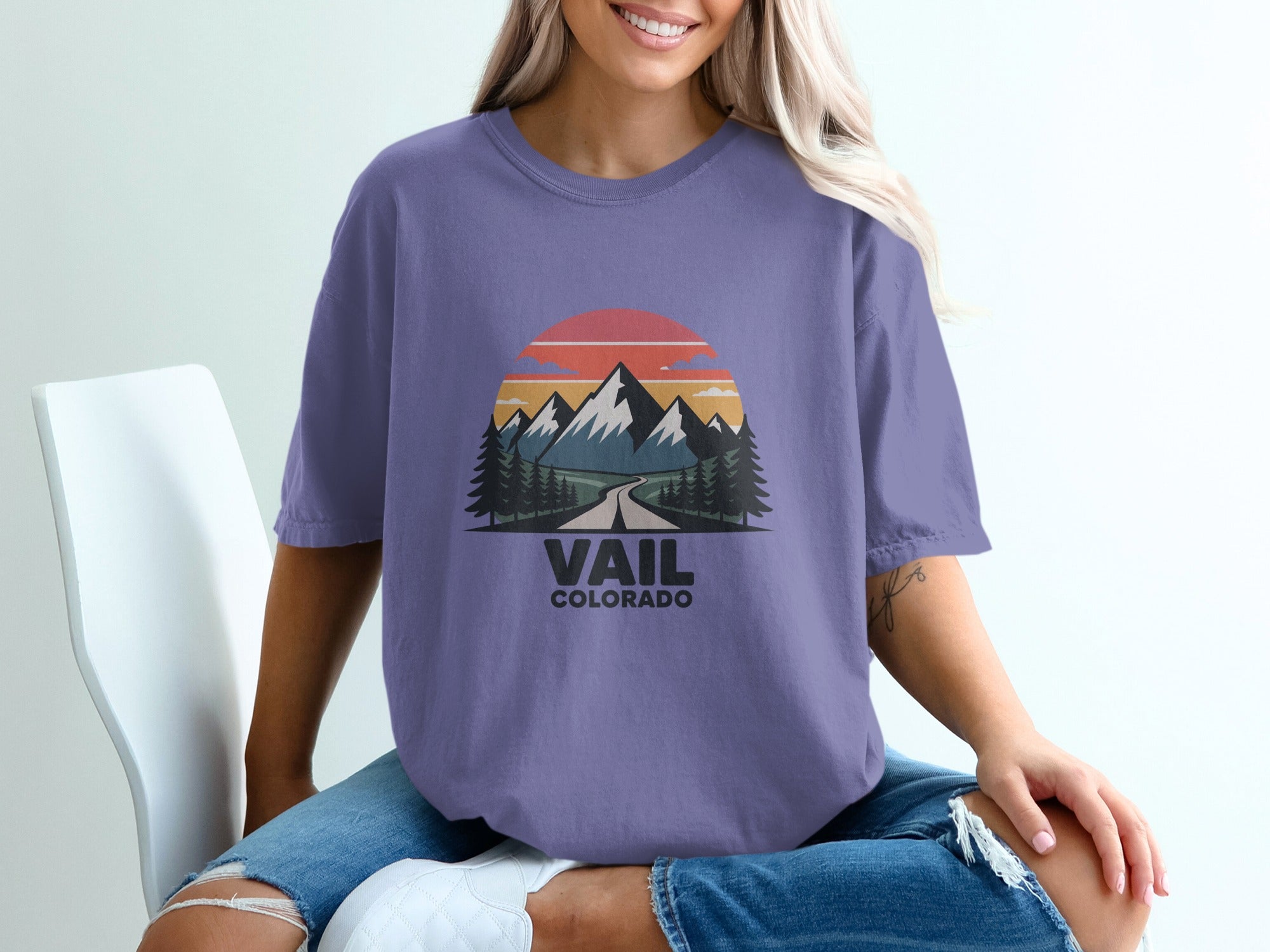 Vail Colorado Scenic Sunset Mountain Graphic T-Shirt product type