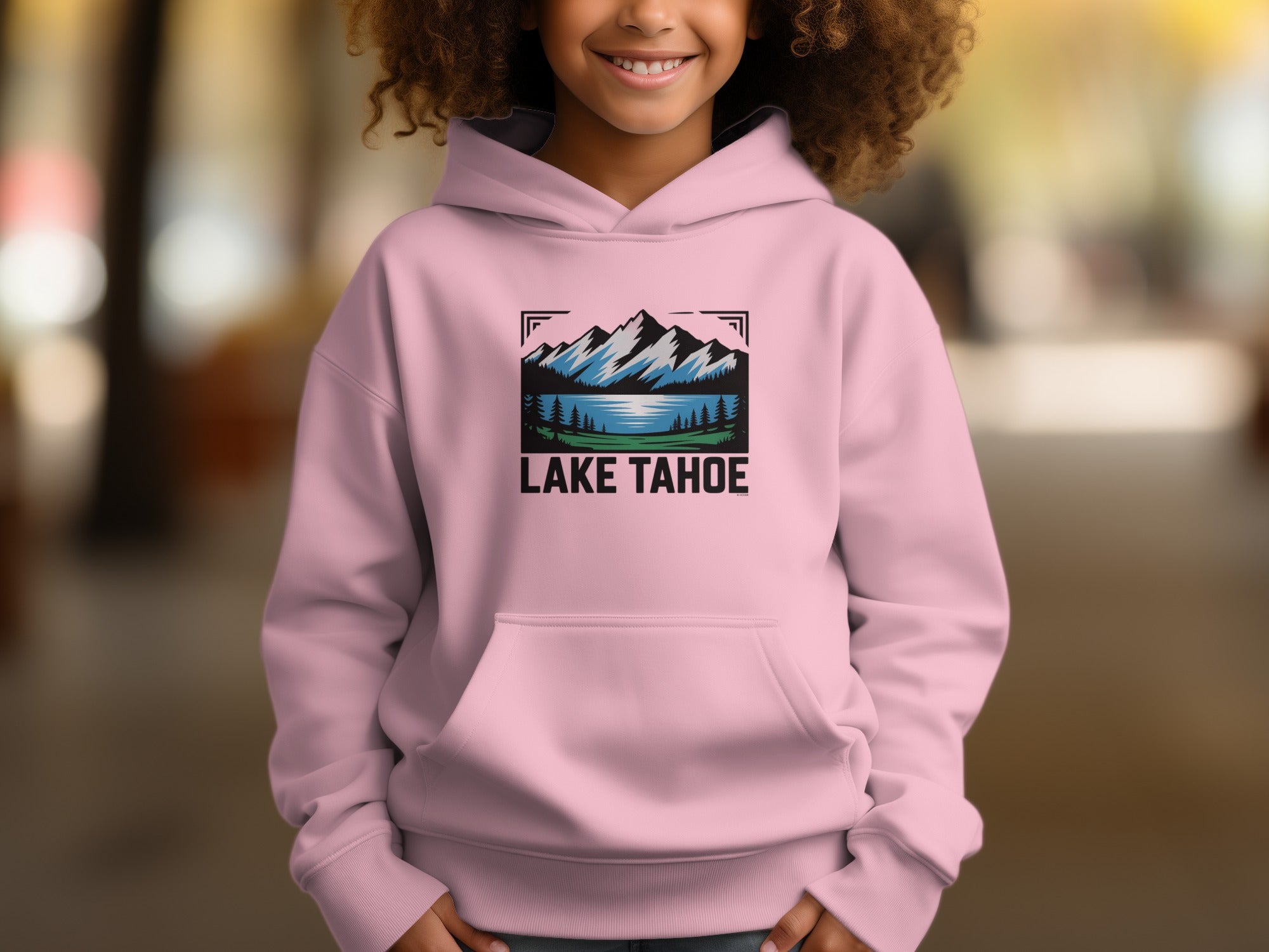 Cozy Lake Tahoe Child's Hoodie with Mountain Print