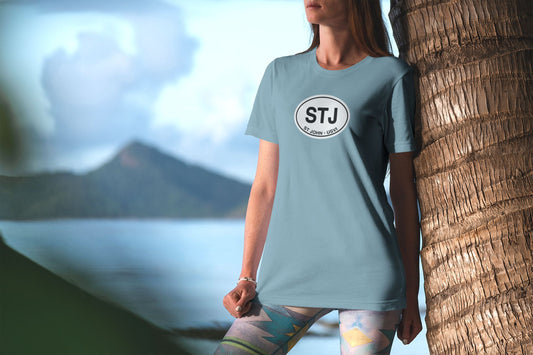 St John Oval Logo Vacation Travel T-Shirt Gift Souvenir Baby Blue