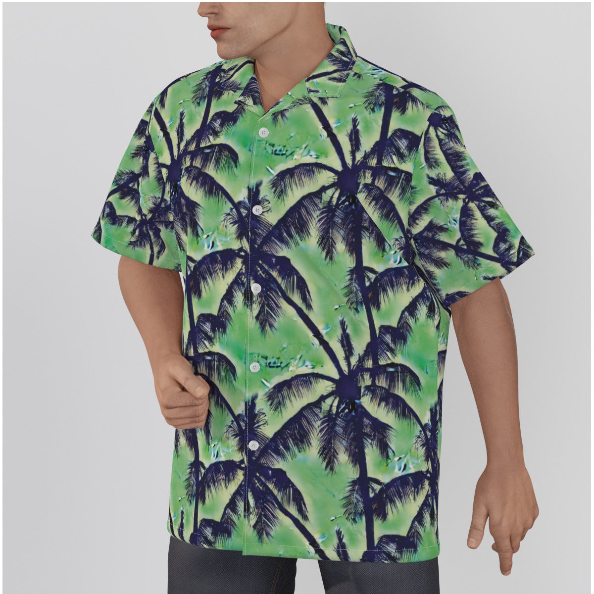 Lush Green Tropical Palm Tree Men's Hawaiian Shirt