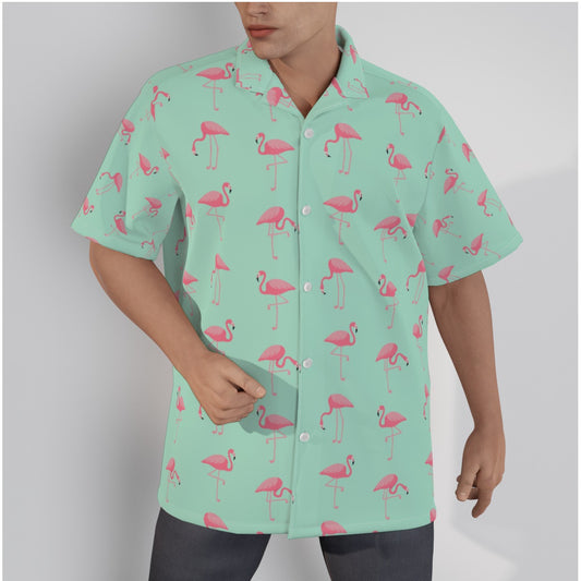 Pretty in Pink Flamingo Men's Hawaiian Shirt