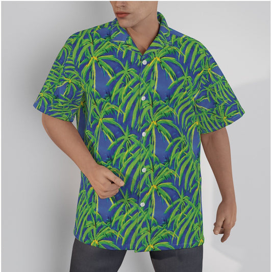 Floral Green Palm Tree Men's Hawaiian Shirt